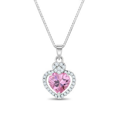 Girls' Royal Heart & Gem Sterling Silver Necklace - In Season Jewelry | Target
