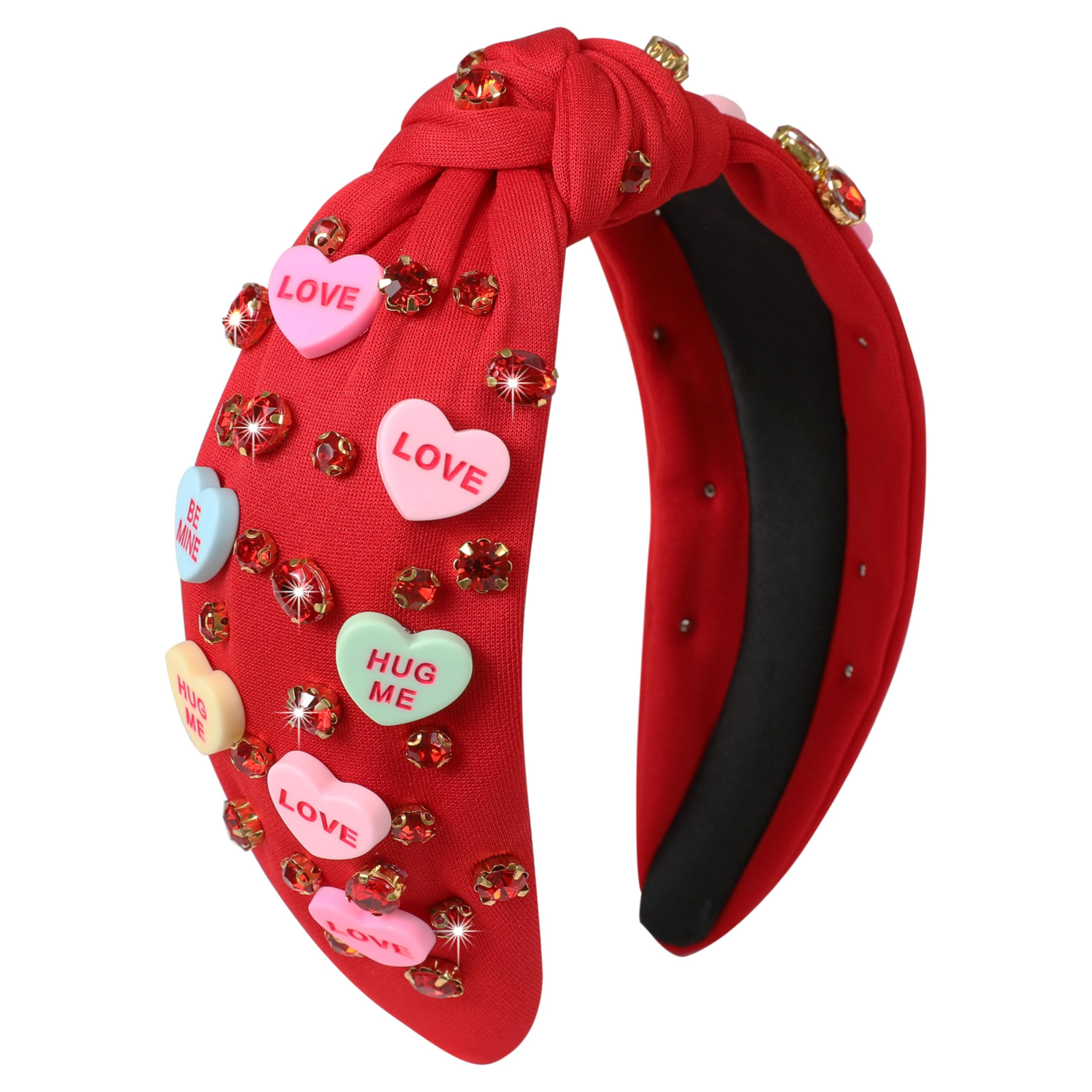 Valentine’s Day Headband for Women Candy Love Conversation Heart Headband Jeweled Beaded Heart ... | Amazon (US)