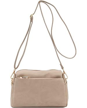 FashionPuzzle Triple Zip Small Crossbody Bag | Amazon (US)