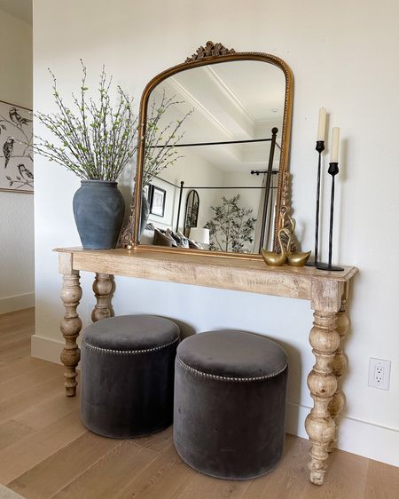Organic elevated modern console table styling 🥰 If my console says out of stock, I linked 2 similar options! The mirror is the 3’ size.

I used 2 bunches of the pussywillow stems - so realistic and great for spring decor!

#LTKhome #LTKSeasonal #LTKstyletip