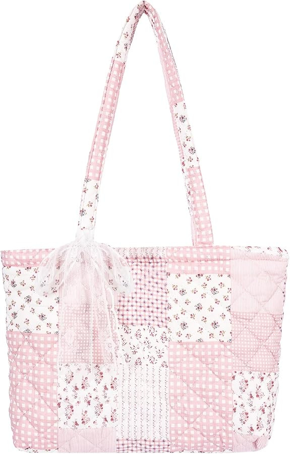 Amazon.com: shiprabags Quilted Small Tote Bag for Women, Lightweight Floral Shoulder Bag,Soft Col... | Amazon (US)