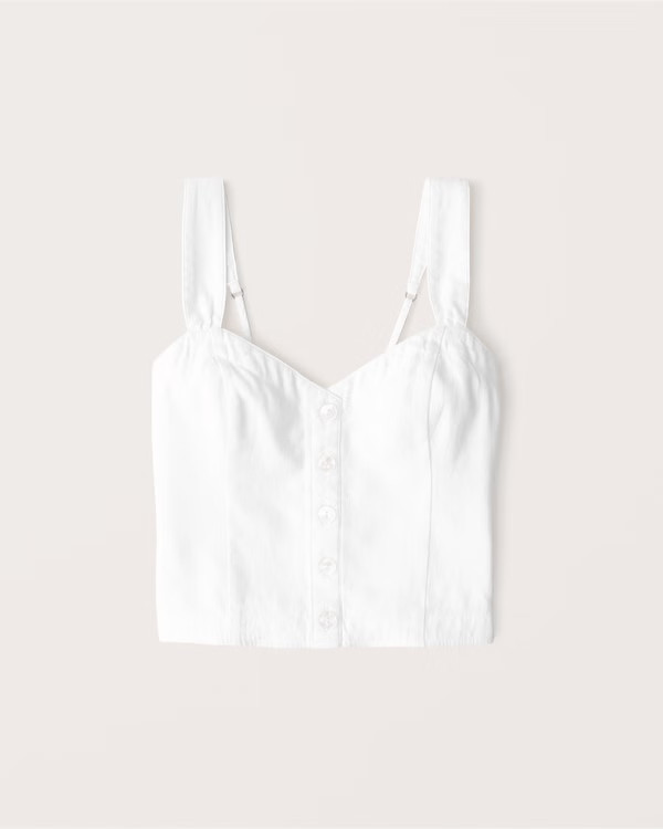 Pleated Wide Strap Button-Through Cami | Abercrombie & Fitch (US)