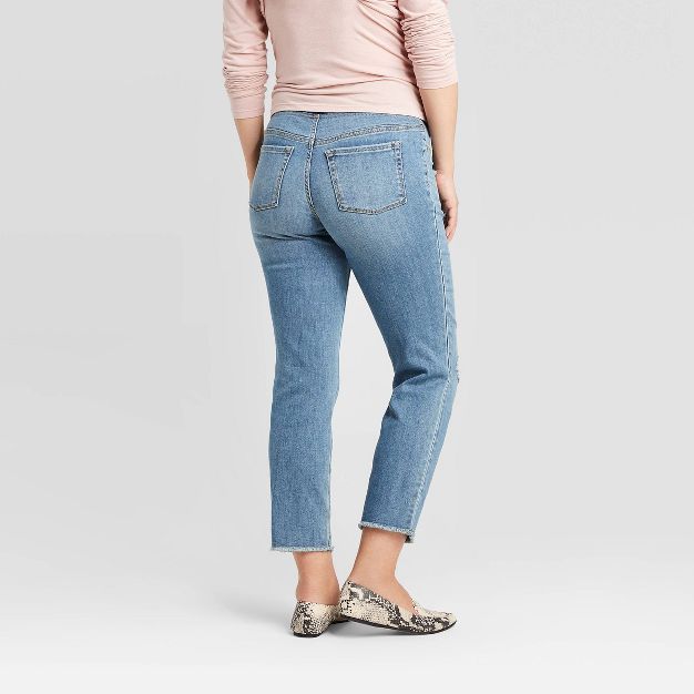 High-Rise Crossover Panel Distressed Straight Maternity Jeans - Isabel Maternity by Ingrid & Isab... | Target