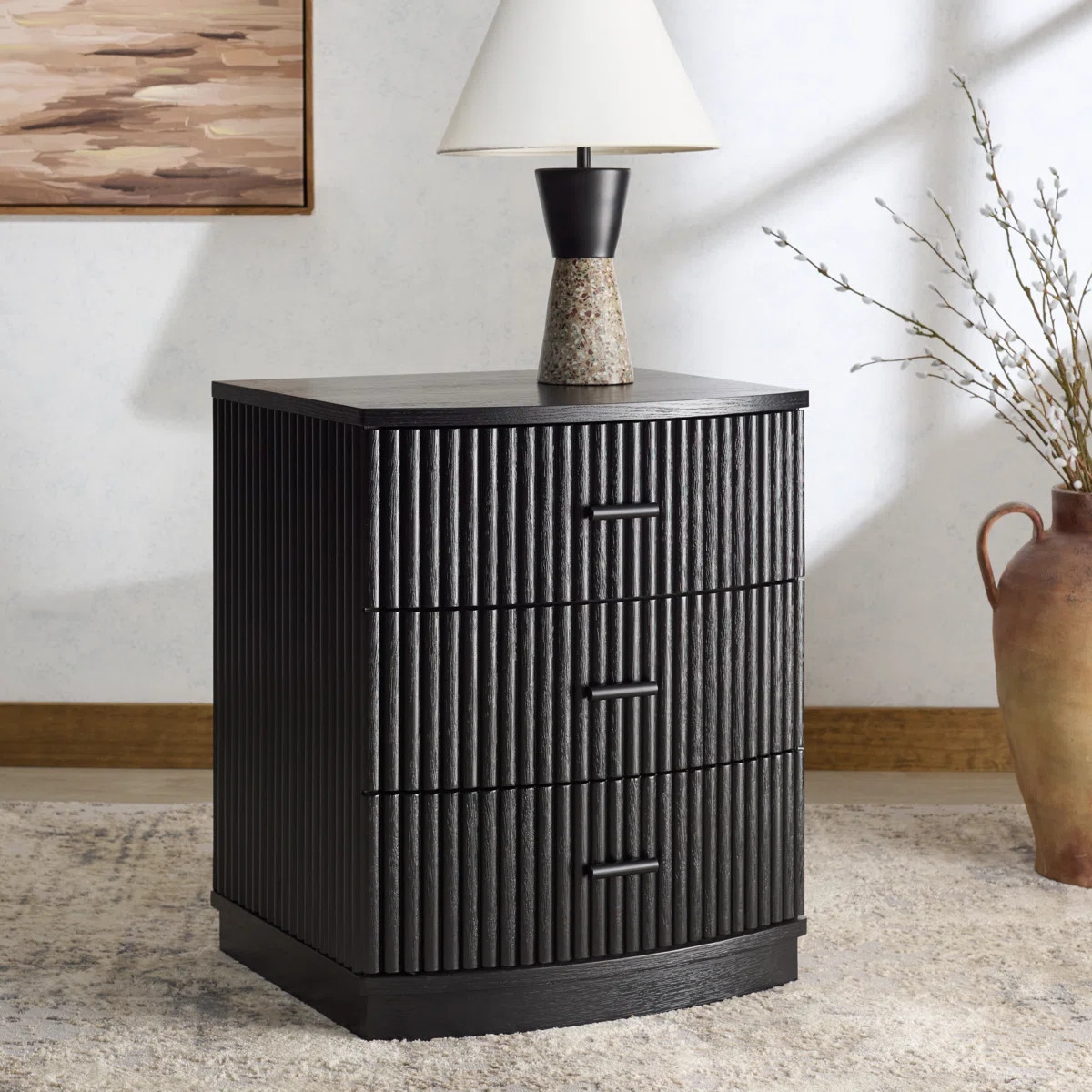 Dorchester 3 Drawer Reeded Nightstand | Wayfair North America