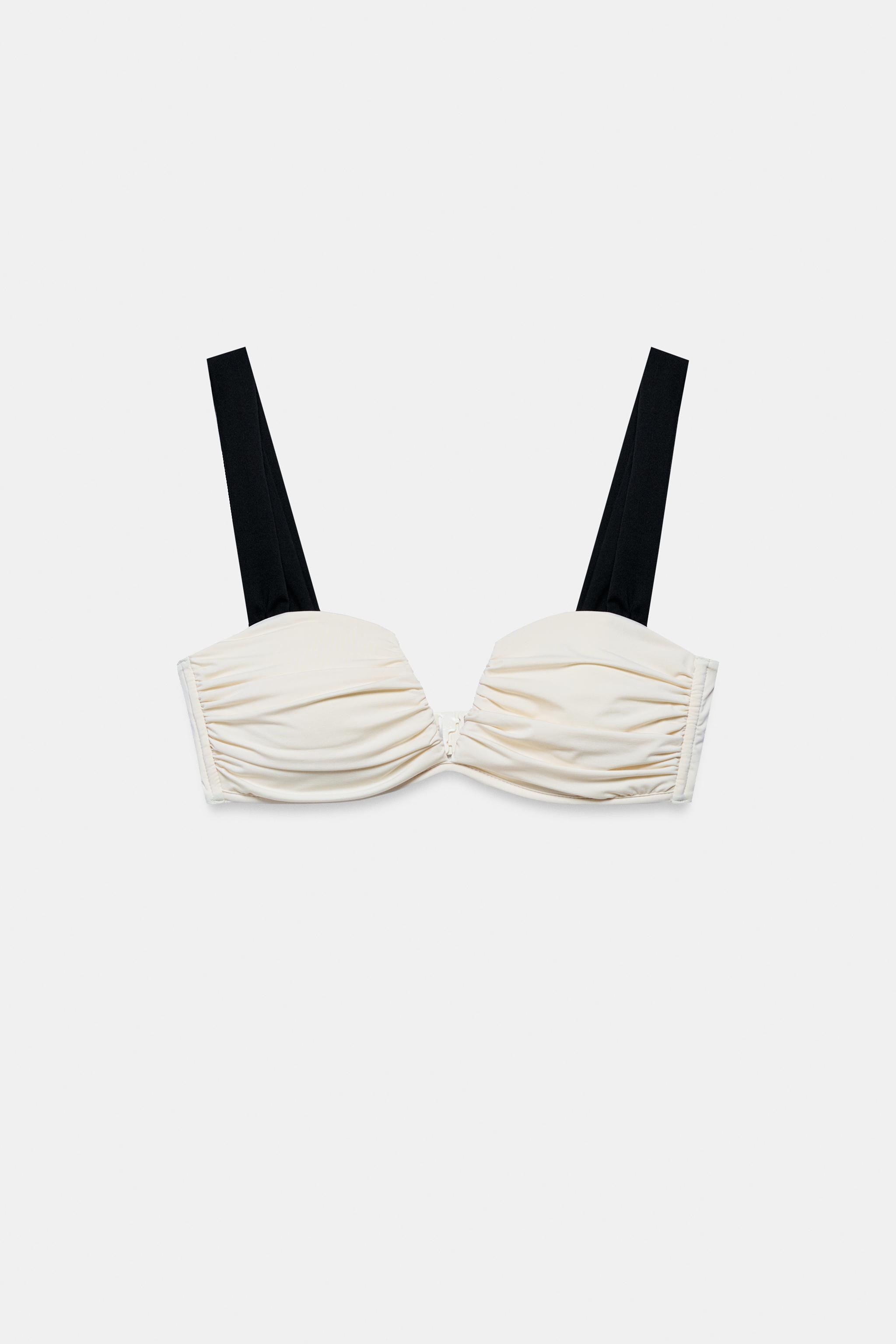 CONTRAST PLEATED BIKINI TOP | Zara US