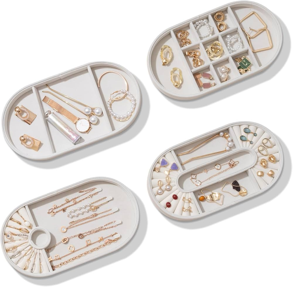 Set of 4 Stackable Jewelry Organizer Tray for Drawer, Velvet Jewelry Trays, Jewelry Drawer Organi... | Amazon (US)