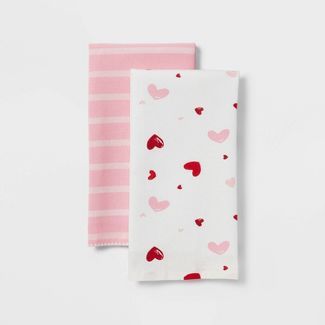 2pk Cotton Scattered Hearts Kitchen Towels - Threshold™ | Target