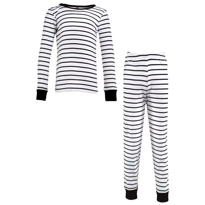 Hudson Baby Infant and Toddler Cotton Pajama Set, White Black Stripe | Target