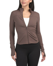 Lux Dominique Crop Fitted Jacket With Side Elastic Ruching | Women | Marshalls | Marshalls