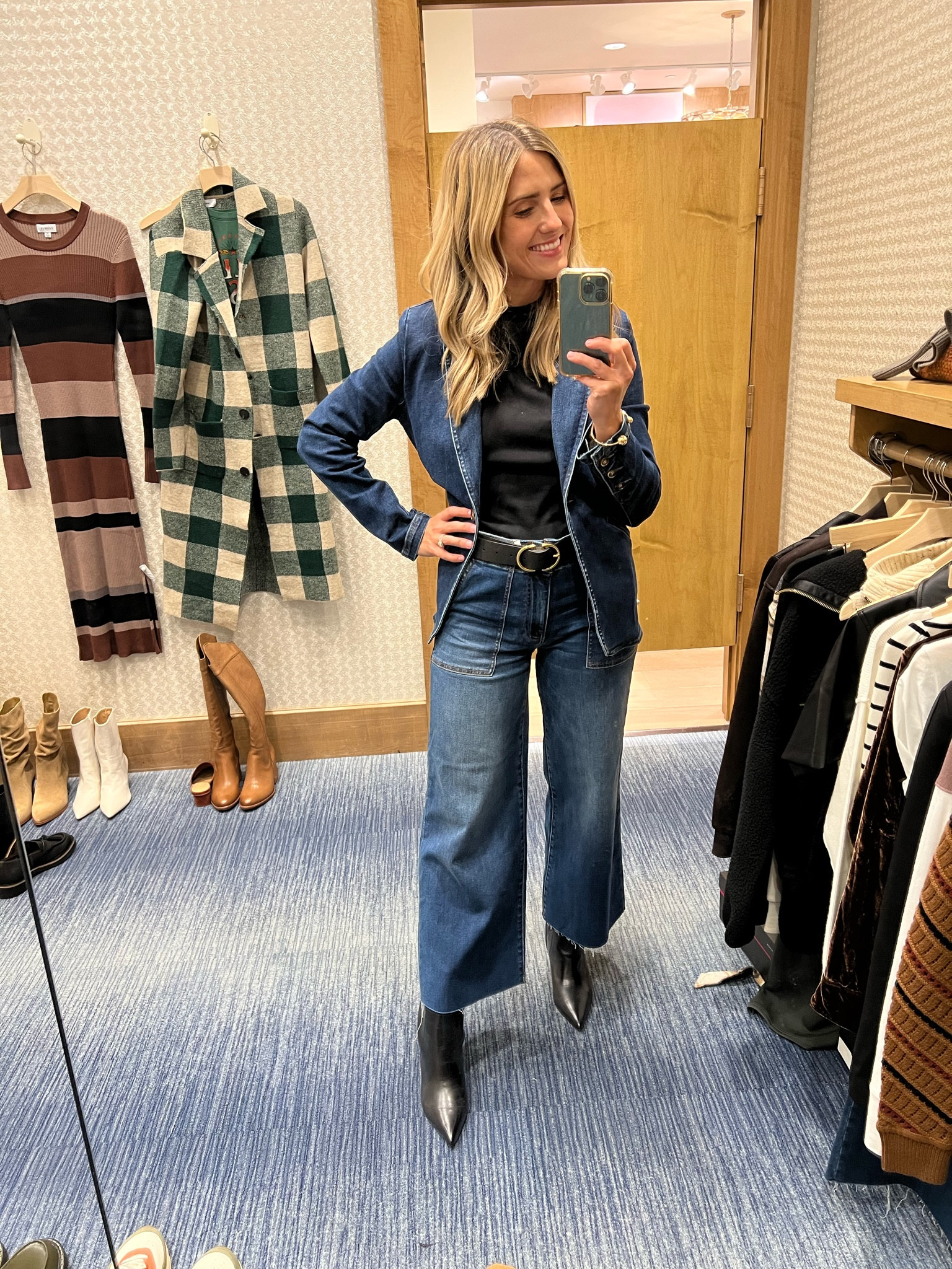Didn’t think I’d love the denim on denim look, but now I’m convinced 😍 Perfect for sliding into fall and transitioning into cooler days and nights. The denim pants are so comfy. I love the wide leg and they’re such a great price! 

#LTKfindsunder100 #LTKstyletip