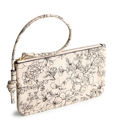Vera Bradley Women's Leather Knotted Wristlet Bloom Cottage Cream | Target