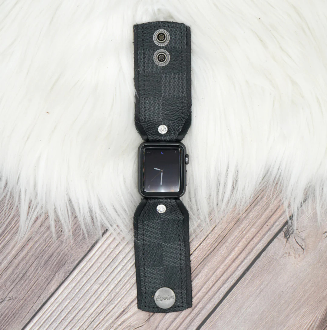 Limited Edition Bow Band in Upcycled LV Damier Graphite with Black | Sparkl