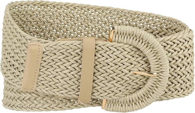 Allegra K Womens Wide Woven Waist Belts Braided Belts for Dress Chunky Buckle | Amazon (US)