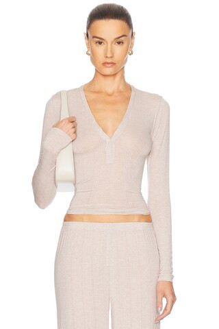 Negative Underwear Whipped Henley in Beige | FWRD 