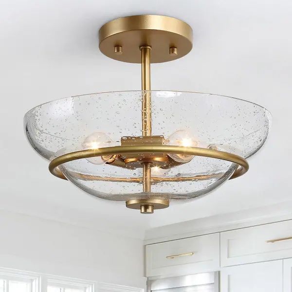 Modern 3-Lights Gold Semi-Flush Mount Ceiling Light - W12"x H9" | Bed Bath & Beyond