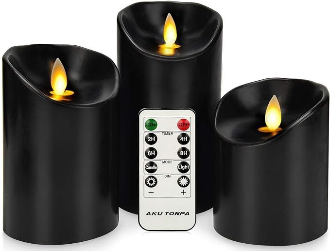 Aku Tonpa Flameless Candles Battery Operated Pillar Real Wax Electric LED Candle Set with Remote ... | Amazon (US)