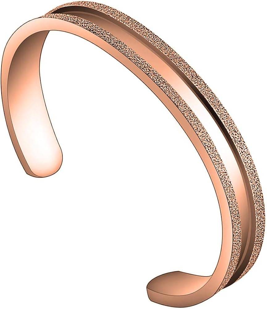 ZUOBAO Stainless Steel Elastic Hair tie Bracelet Brushed Edges for Women Girls | Amazon (US)