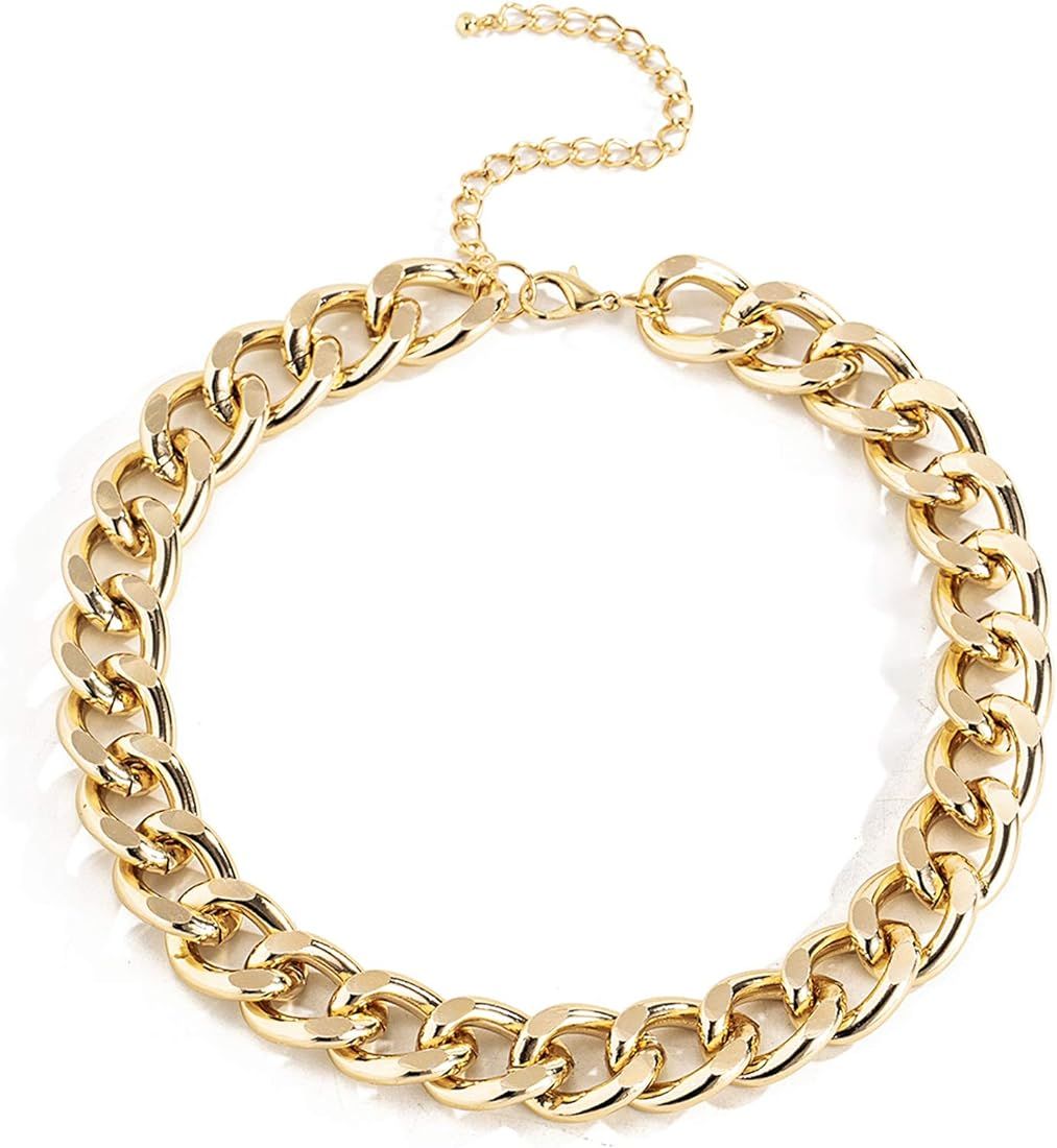 Cuban Chunky Link Chain Choker Unisex Punk Style Thick Wide Necklace Jewelry | Amazon (US)