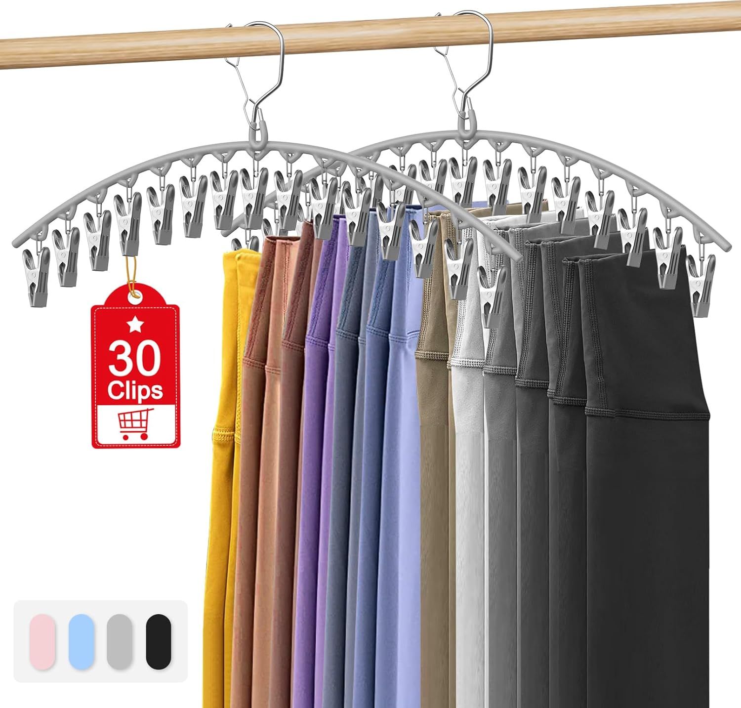 Upgrade Skirt Pants Hangers with Clips, Metal Pants Legging Organizer for Closet Holds 30 Legging... | Amazon (US)