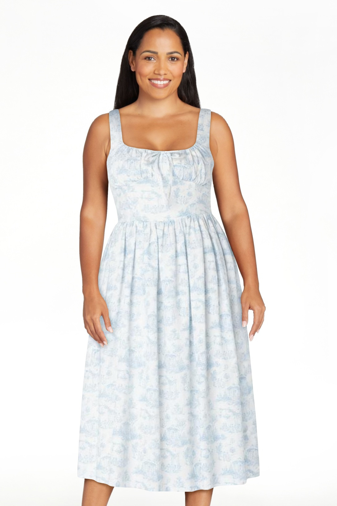 Bridgerton Celebrity Pink Women's and Women's Plus Basque Waist Midi Toile Dress, Sizes XS-4X | Walmart (US)