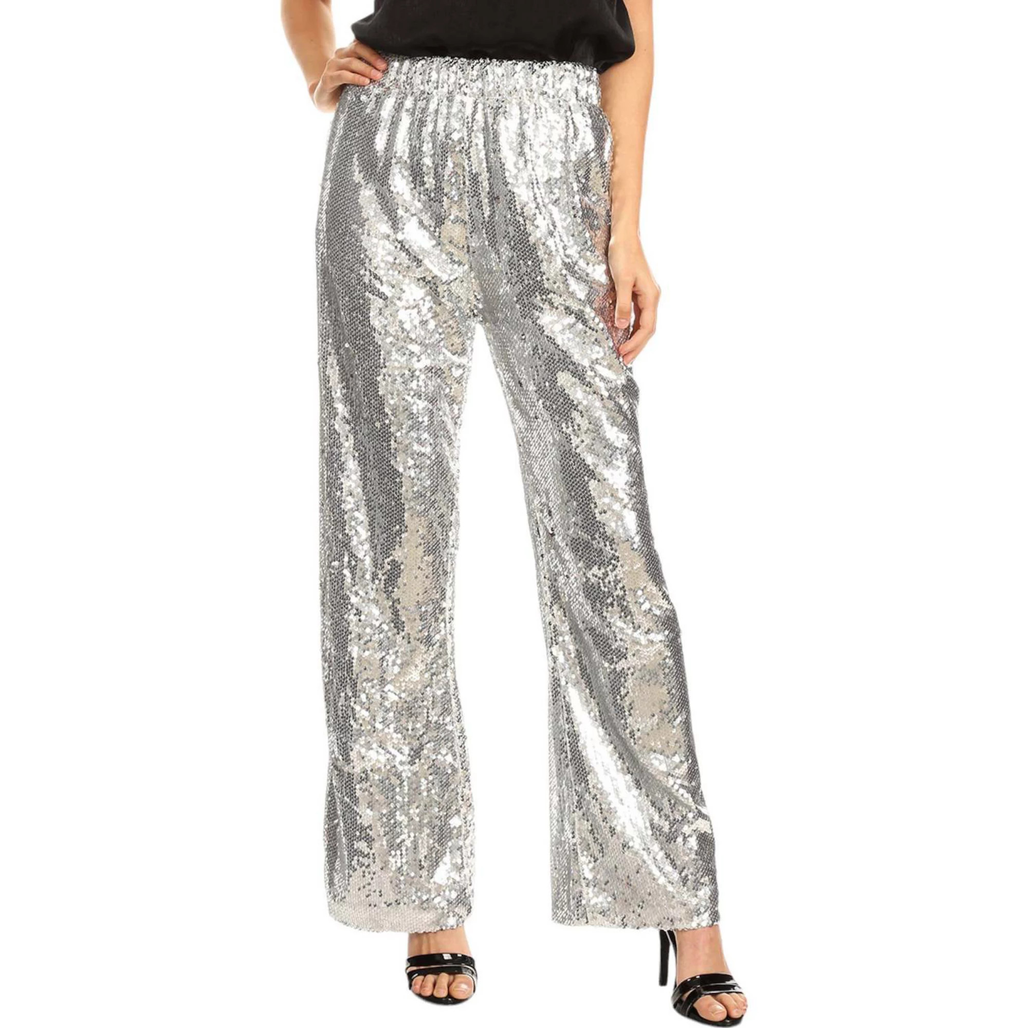 Women's Sparkly Sequin Flare Wide Leg Pants | Kohl's
