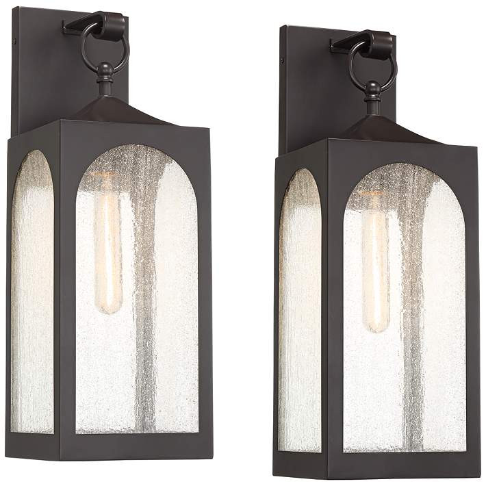 Possini Euro Tyne 20.5" Bronze Lantern Outdoor Wall Lights Set of 2 - #259P8 | Lamps Plus | Lamps Plus