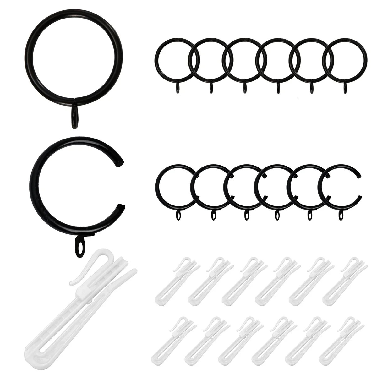 Plastic Pinch Pleat Curtain C Rings Hooks Metal Curtain Eyelet Rings S | Homerilla