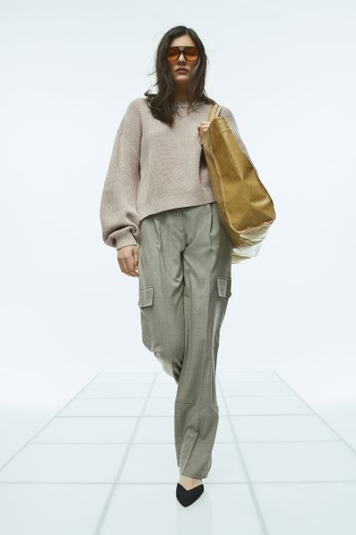 Rib-knit Sweater | Taupe Sweater Sweaters | HM Sweater Outfit | Spring 2023 Fashion | H&M (US + CA)