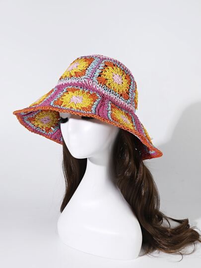 Color Block Straw Hat | SHEIN