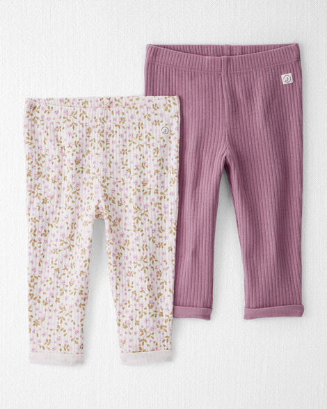 Baby Girl 2-Pack Organic Cotton Rib Leggings | Carter's Inc