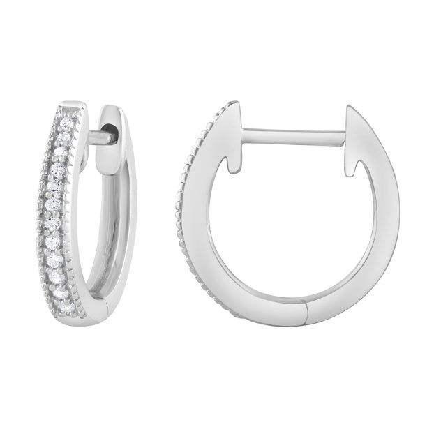 Brilliance Fine Jewelry 0.10 ct Diamond Women's Huggies Hoop Earrings in Sterling Silver, (I-J, I... | Walmart (US)