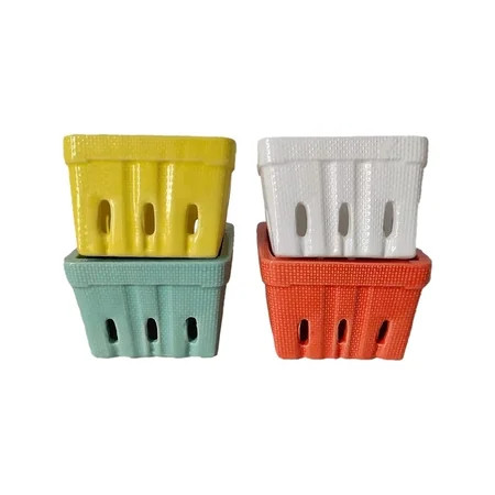 First of a Kind Stoneware Berry Baskets - Set of 4 Berry Containers Bowl - Multicolor - 4.25 Inch Sq | Walmart (US)