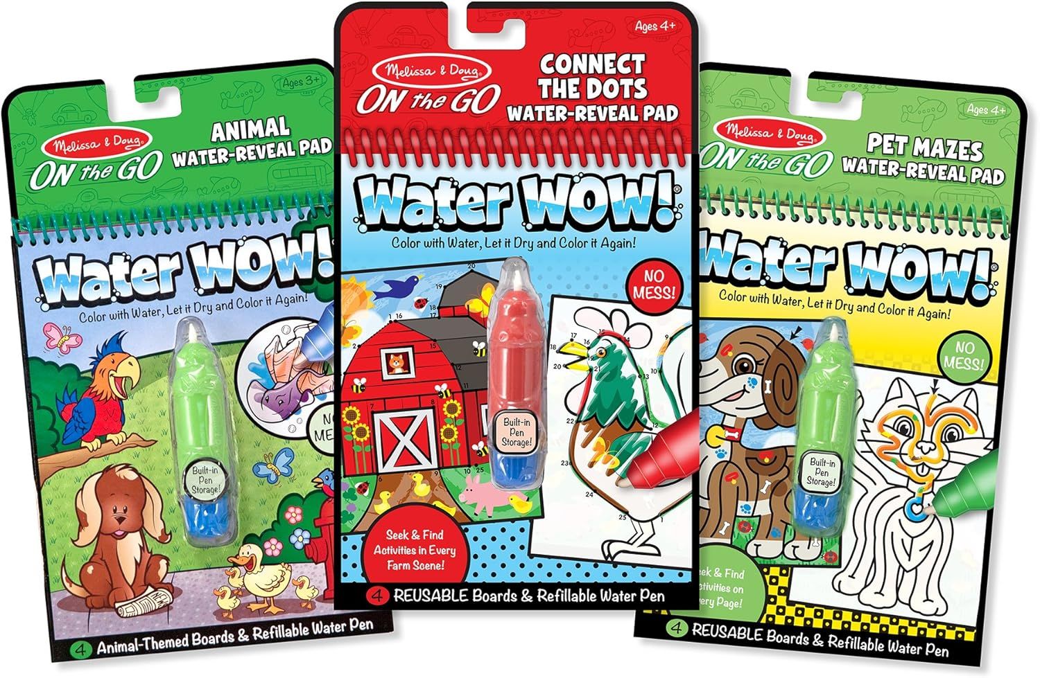 Melissa & Doug On the Go Water Wow! Reusable Water-Reveal Activity Pads, 3-pk, Animals, Connect t... | Amazon (US)