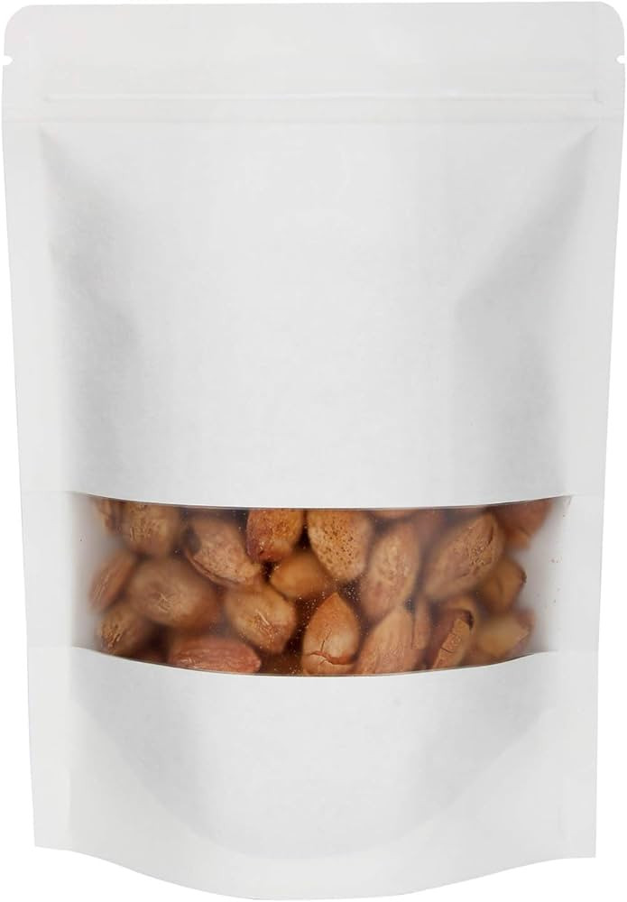 Blisstime 50 Pieces Resealable Bags for Small Business, White kraft Zip Lock Stand Up Pouches wit... | Amazon (US)