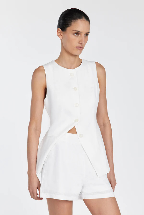 JESSIE WHITE LINEN SHORT | DISSH