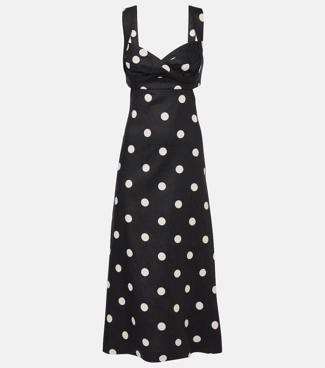 Crush polka-dot linen midi dress | Mytheresa (UK)