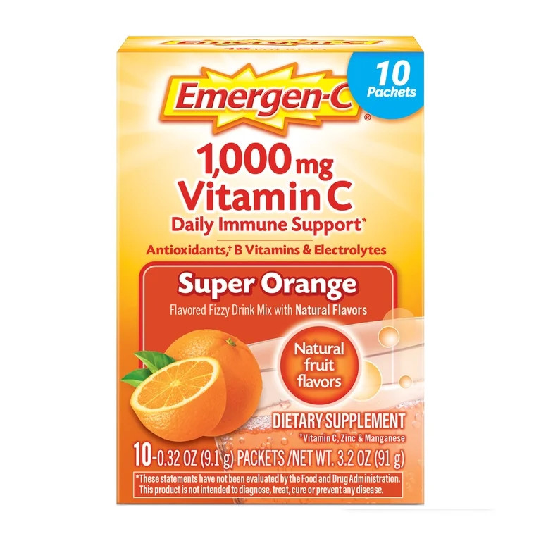 Emergen-C 1000Mg Vitamin C Powder for Immune Support Super Orange - 10 Count | Walmart (US)