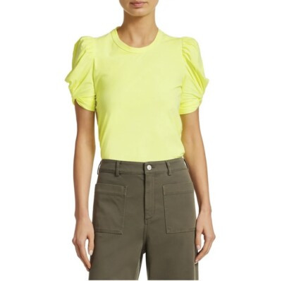 A.L.C. Women's Kati Puff Sleeve Cotton Jersey Crew Neck Tee-Shirt NEON YELLOW S  | eBay | eBay US