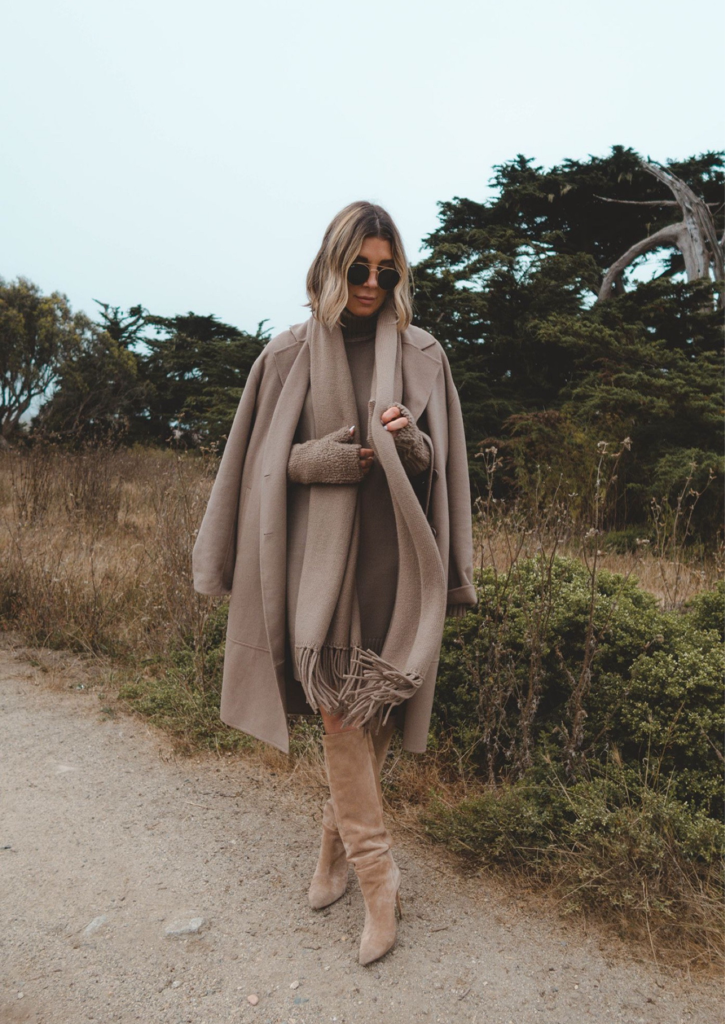 Fall sweater dress and matching coat and accessories. I'm 5'7 and wearing size small 