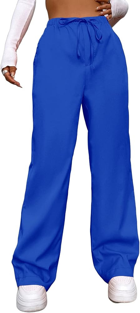 SOLY HUX Women's Cargo Pants Elastic High Waisted Loose Straight Jogger Leg Pocket Trousers Y2K P... | Amazon (US)