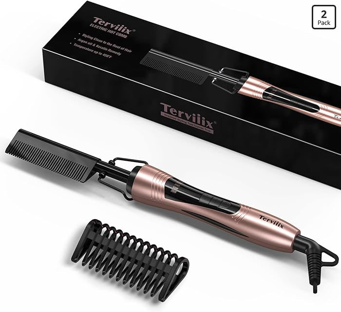 Terviiix Electric Hot Comb for Lace Front Wigs, Pressing Combs for Black Women Hair, Anti-Scald S... | Amazon (US)