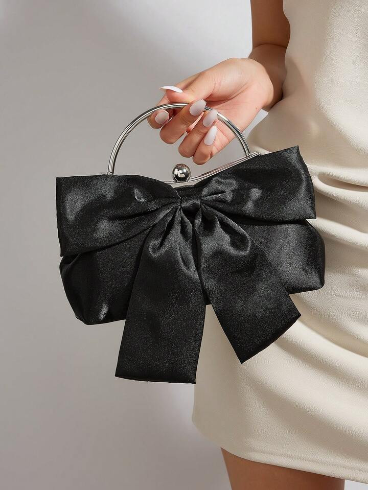 Bow Decor Glitter Bling, Shiny Glamorous, Elegant, Exquisite Solid Color Bowknot Decorated Evenin... | SHEIN