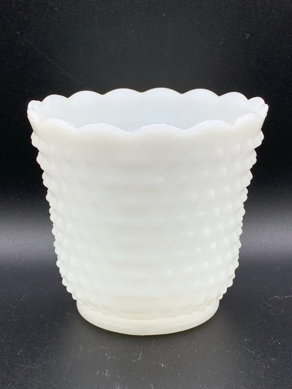 Vintage Hobnail White Milk Glass Flower Pot  Scalloped Edge  | Etsy | Etsy (US)