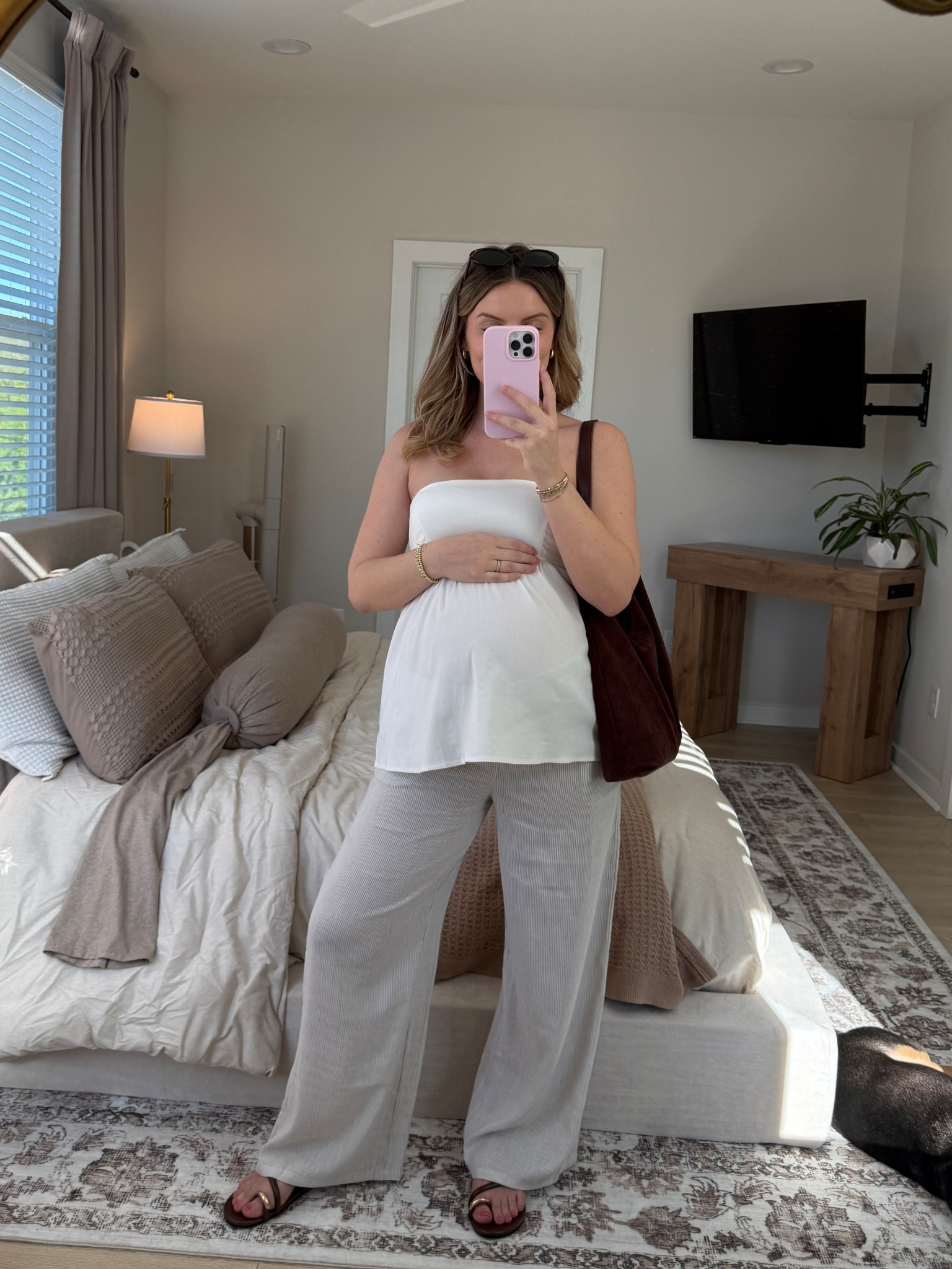 Perfect bump friendly, spring fit! (Wearing medium top, small pants & 7.5 sandals) 

#LTKBump #LTKootd #LTKspring