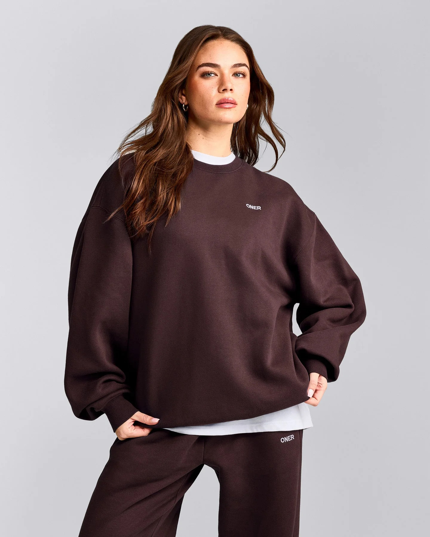 Foundations Cosy Oversized Sweatshirt 
 Plum Brown | Oner Active (UK / US)