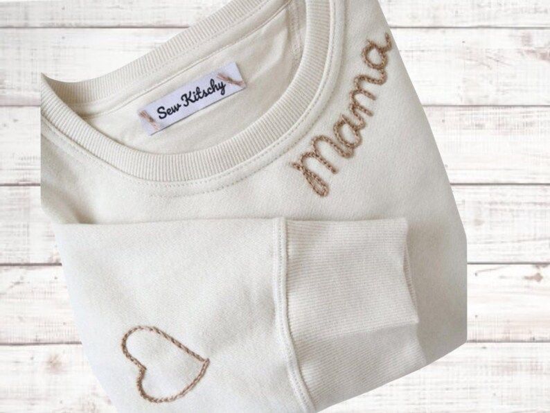 Read the full title
    OATMEAL CUSTOM CREW + Custom Hand Embroidered Off White Cream Crew Neck S... | Etsy (US)