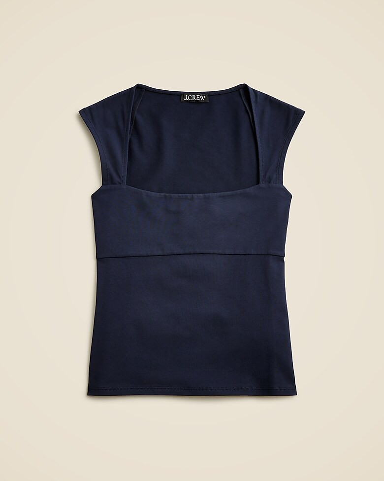 Squareneck cap-sleeve top in stretch cotton blend | J. Crew US
