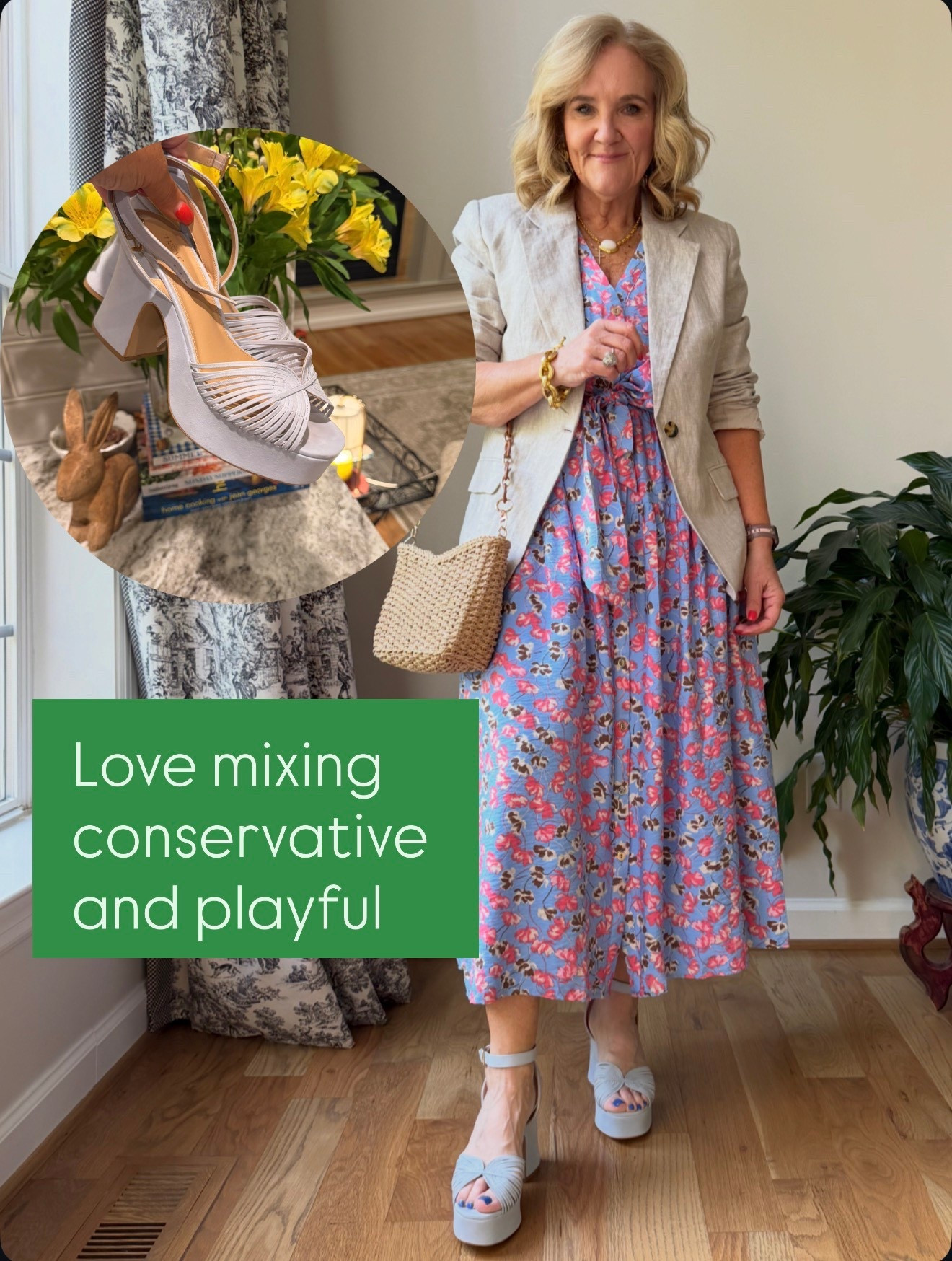 Dress size medium reg also comes in petite 
Linking a few kohls and Sephora favorites to get you free shipping! 
Linen blazer size medium 
Sandals tts and they’re fabulous 
White denim jacket size medium 
10% off my bag with code NANETTE
Wedding guest graduation shower dress Sunday dress

#LTKSaleAlert #LTKOver40 #LTKWorkwear

#LTKMothersDay