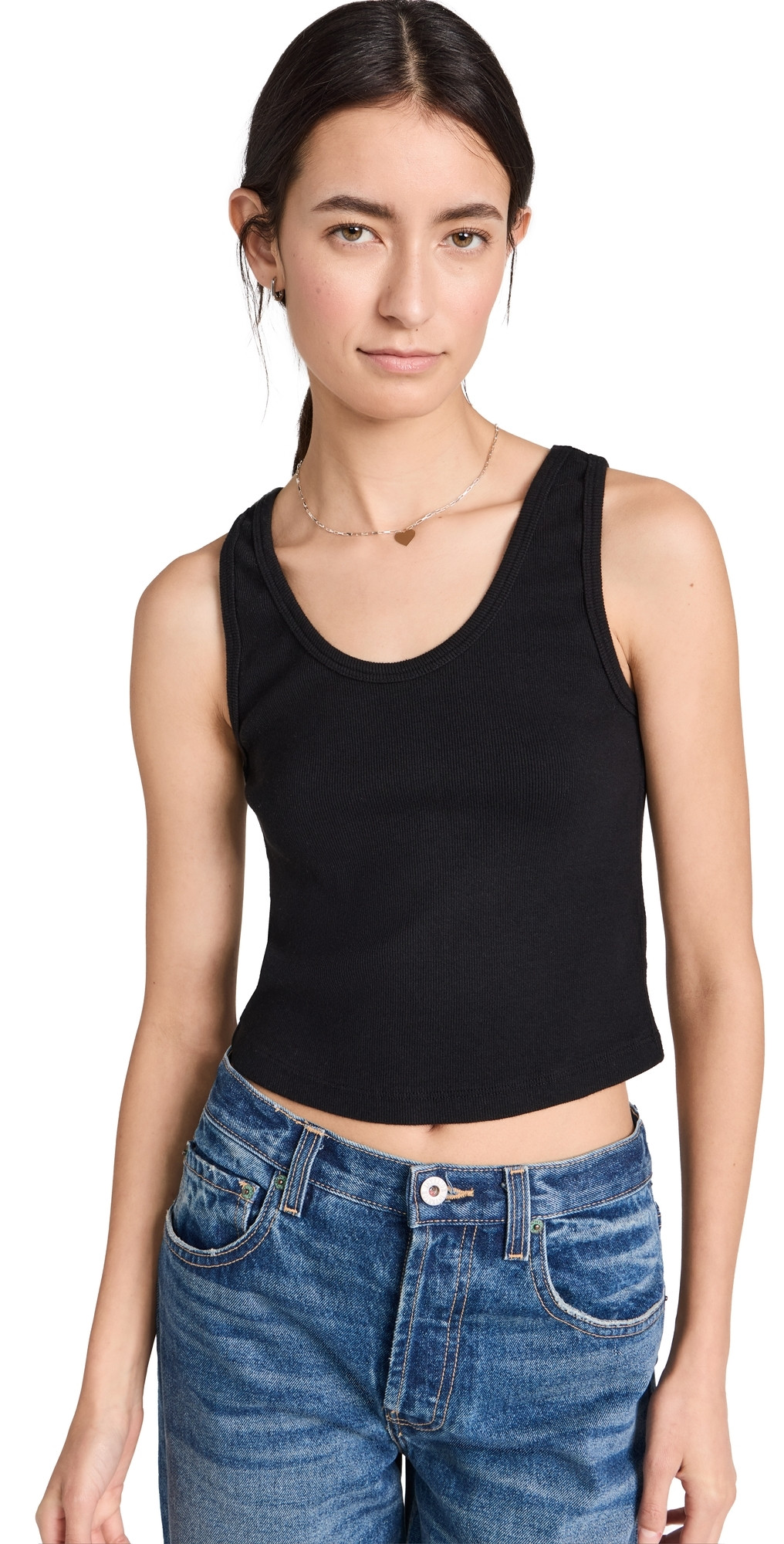 perfectwhitetee Blondie Structured Rib Bra Friendly Tank True Black XL | Shopbop