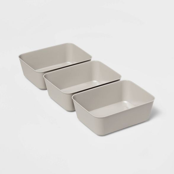 3pk Medium Storage Trays Gray Mist - Room Essentials™ | Target